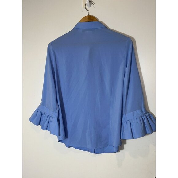 gretchen scott priss chiffon blouse french blue Women size L Large - Picture 5 of 8